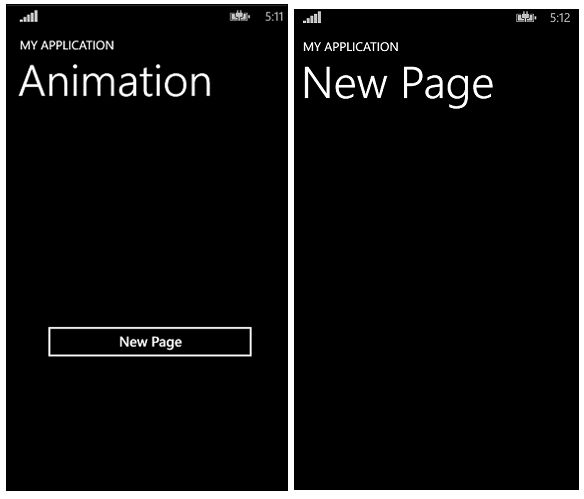 Page animation on window apps